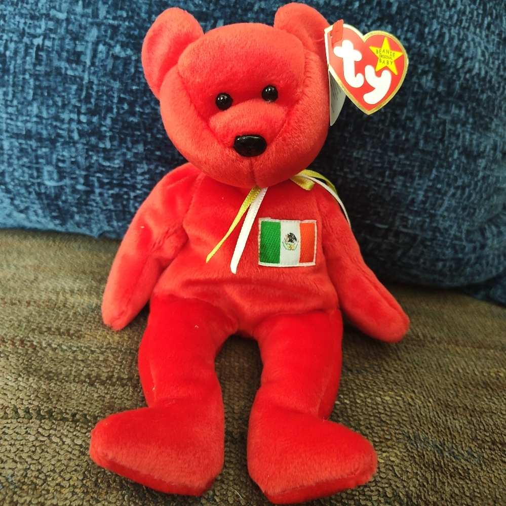 Ty Osito Beanie Baby 1999 with Mexican Flag Patch